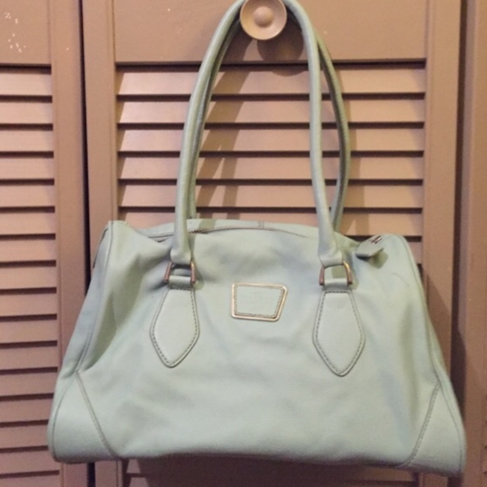 Robins Egg Blue Leather Satchel handbag